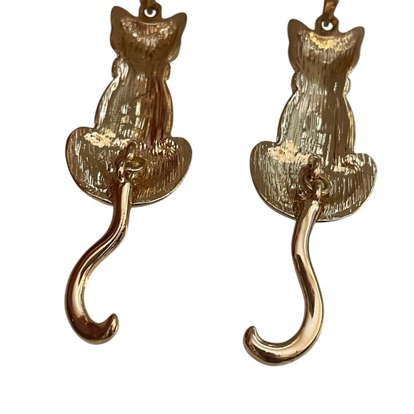 Bella Jack Crystal Cat Dangle Earrings - Golden Sparkle - Picture 8 of 8